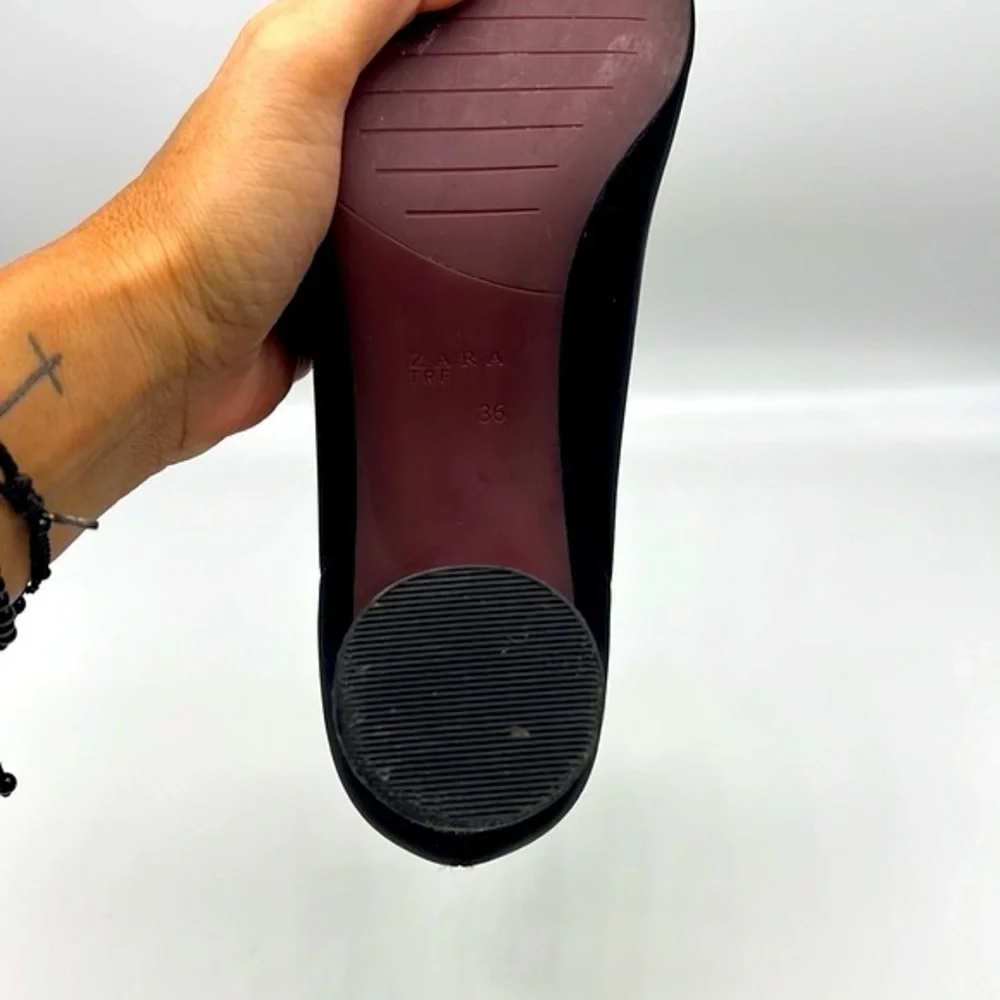 Zara - Black Polyester Sock Ankle Boots With Clear Laminated Heels Size 36